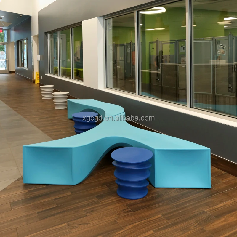 Garden Fiberglass Wood Benches Outdoor Leisure Bench Lounge Seat