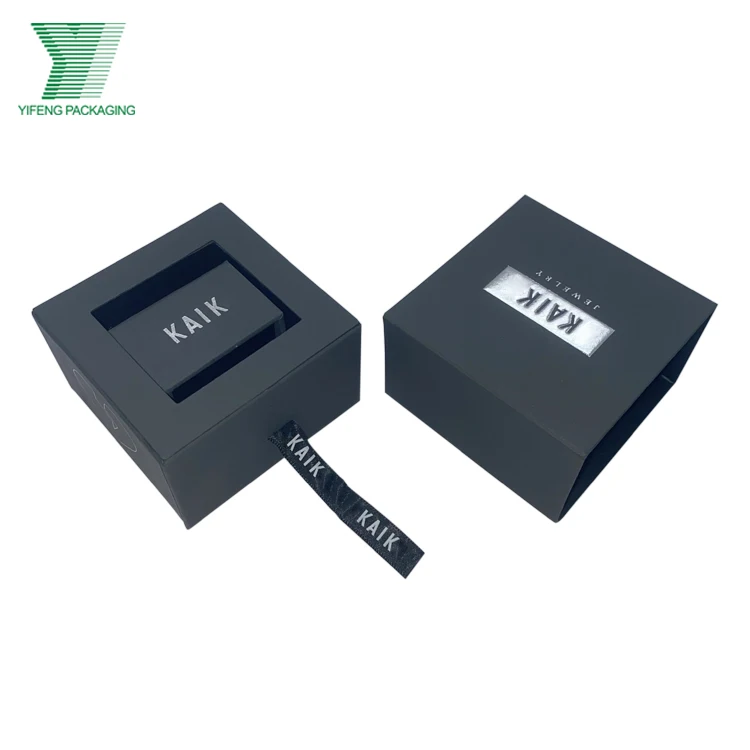 Creative Customized Necklace Box Matt Gray Small Paper Gift Fashion Rotation Luxury Branded Jewelry Boxes