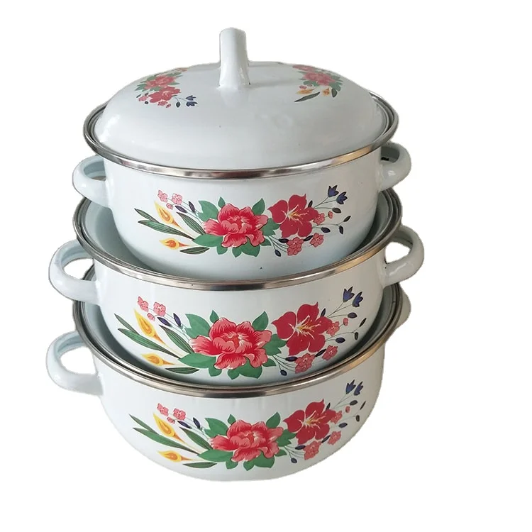 Cooking Pot Set Cast Iron Enamel Casserole Kitchen Utensils Cookware Dutch Oven