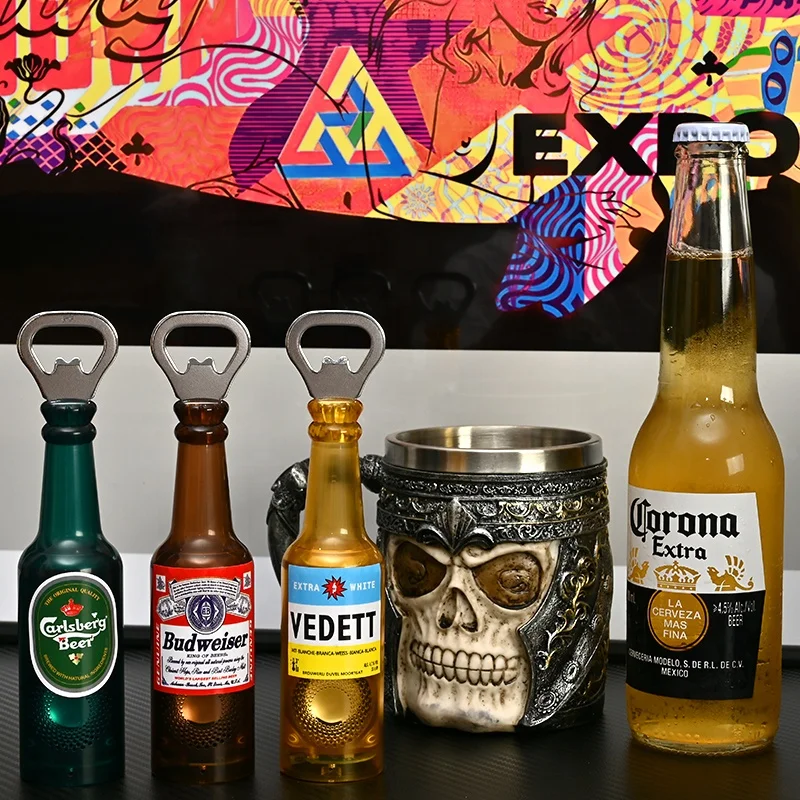 Factory Price Practical Stainless Steel Beer Bottle Shape Wine Opener Kitchen Playable Music 3D Bottle Opener