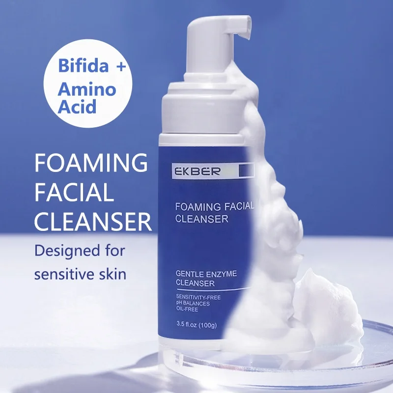 Private Label Bifida Amino Acid Face Cleansing Mousse Gentle Private Label Hydrating Face Wash Foaming Facial Cleanser