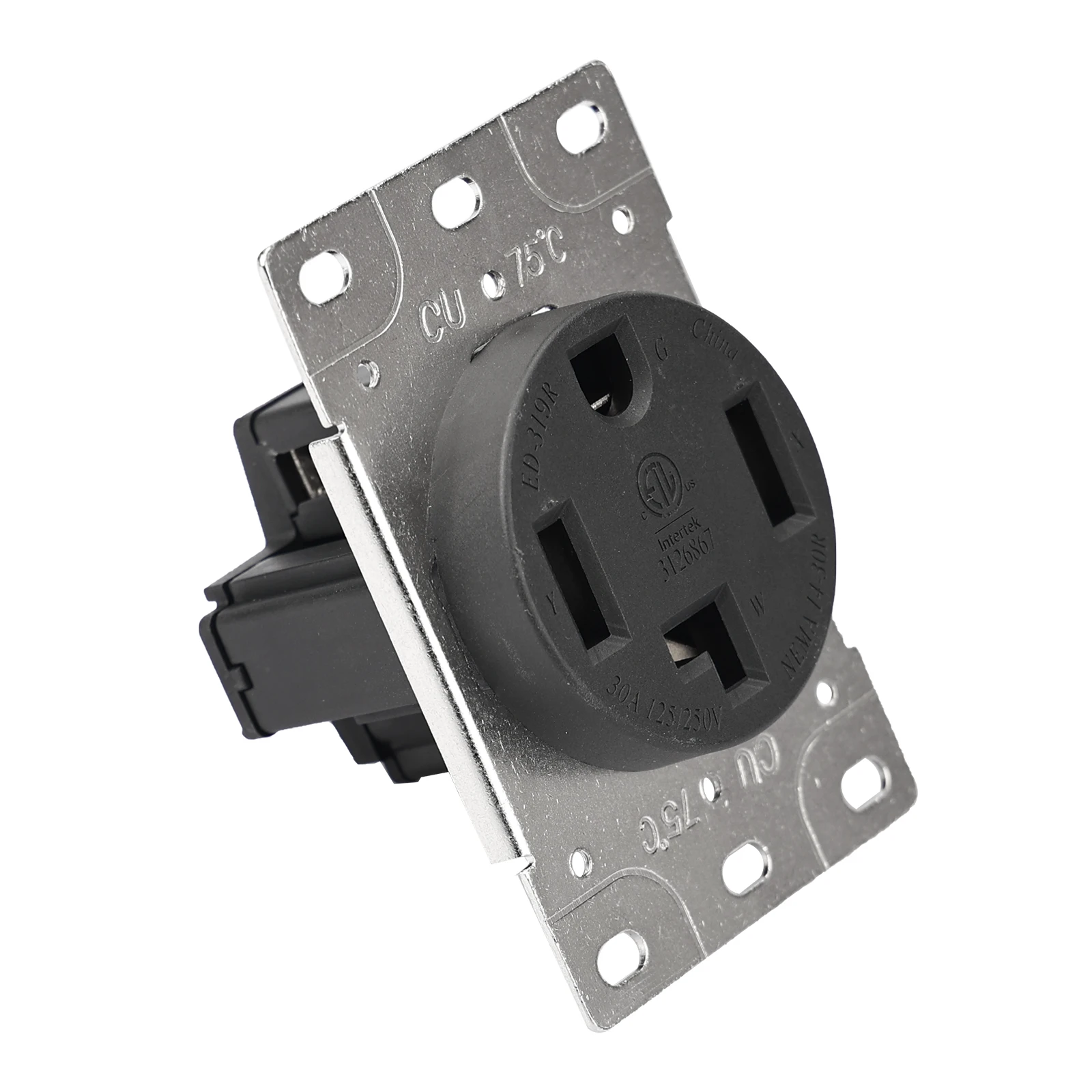CAMPING&HOME Flush Mounting Receptacle 14-30R 30A 125/250V 3Pole 4Wire No Grounding Straight Blade Outlet for Electric Dryers