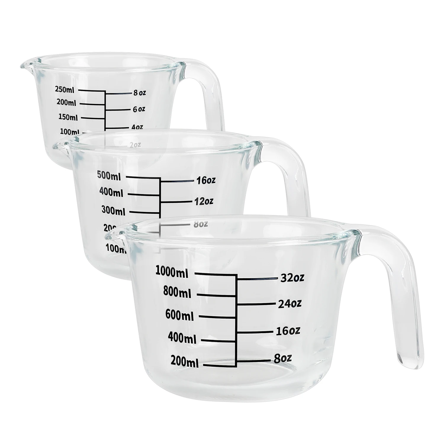 Круглый термостойкий стеклянный мерный кувшин для жидкости