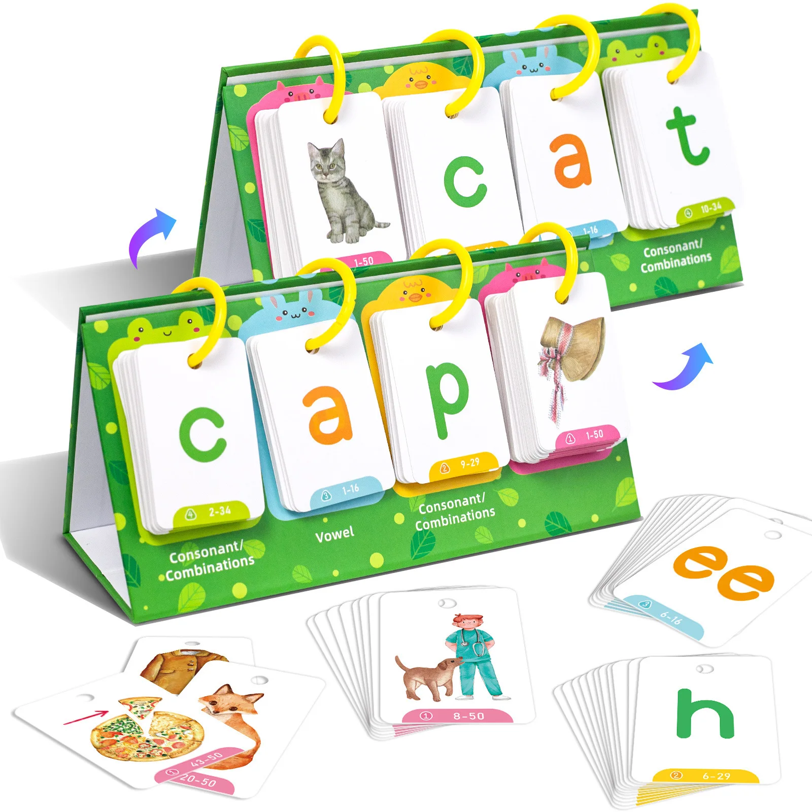 129 pcs visual word education cards, picture and text early education enlightenment word cognition cards