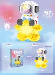 BS 387PCS Mini Bricks Led Lighting Kit Space Toys Micro Building Kits Astronaut With Diy Puzzle