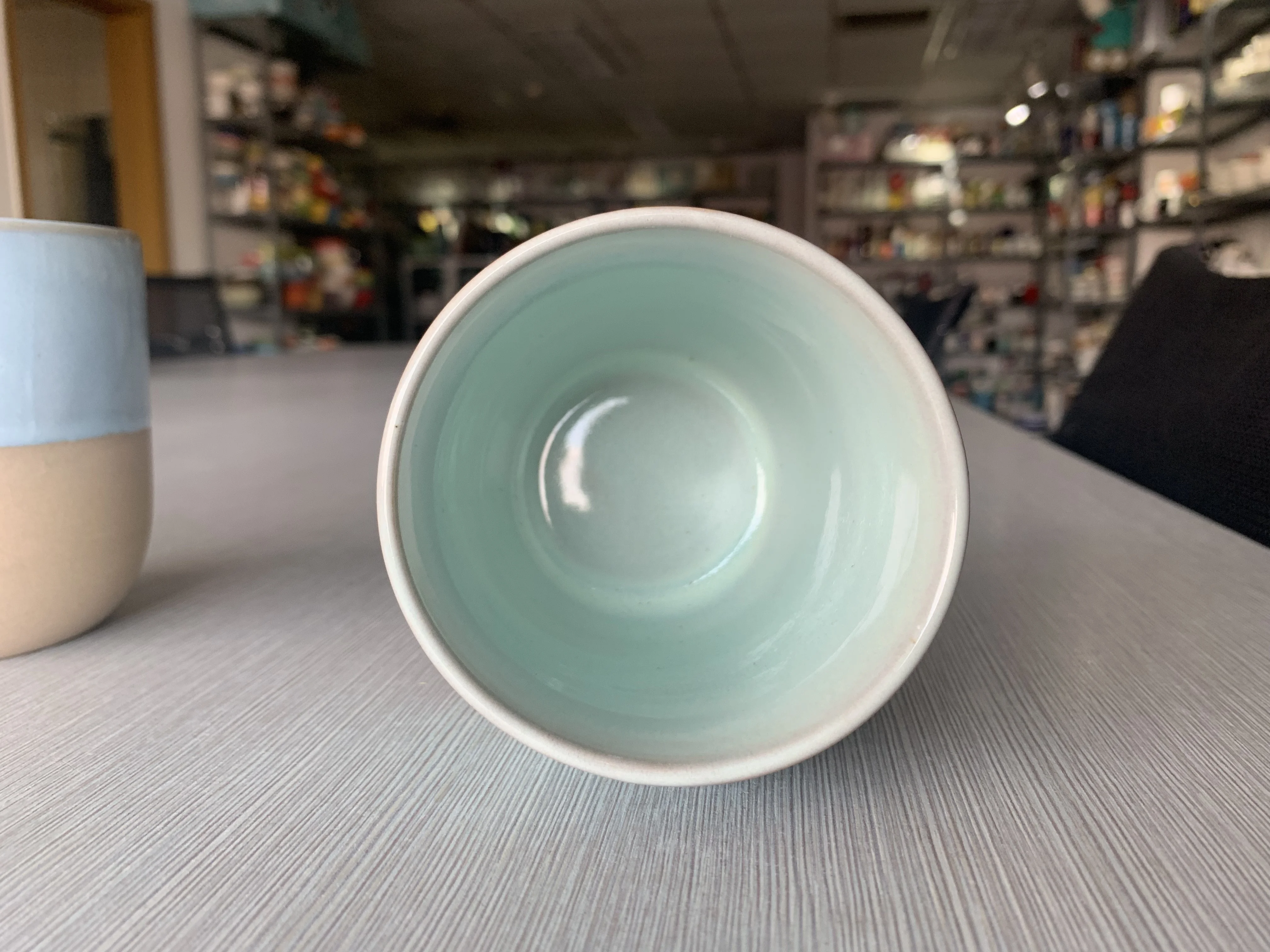 11oz ceramic solid color mug without handgrip  modern simple light color custom logo wholesale porcelain lifestyle products