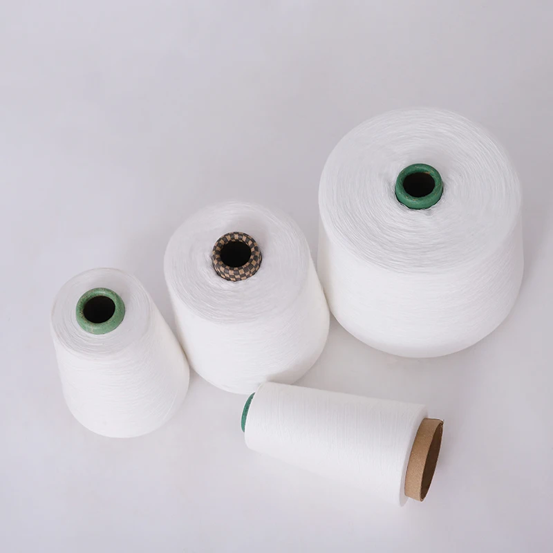 100 Spun Polyester Yarn Raw White Knitting Weaving Ne 20S 30S 40S 42S 45S 60S Polyester Yarn