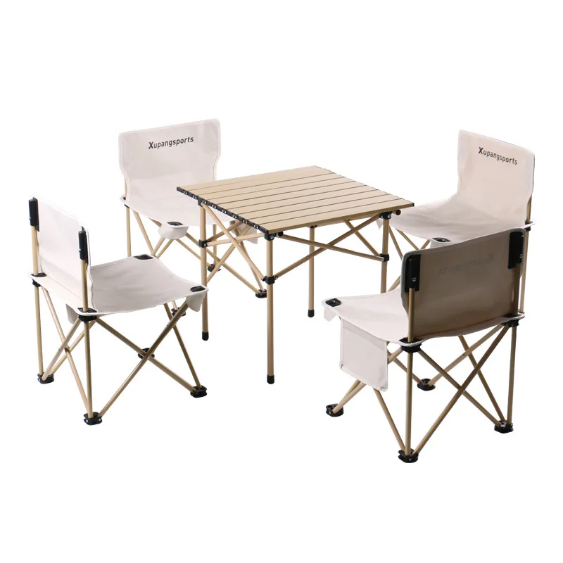 Hot Selling Aluminum Alloy Outdoor Camping Folding Table Chair Set Portable Lightweight Foldable Furniture For