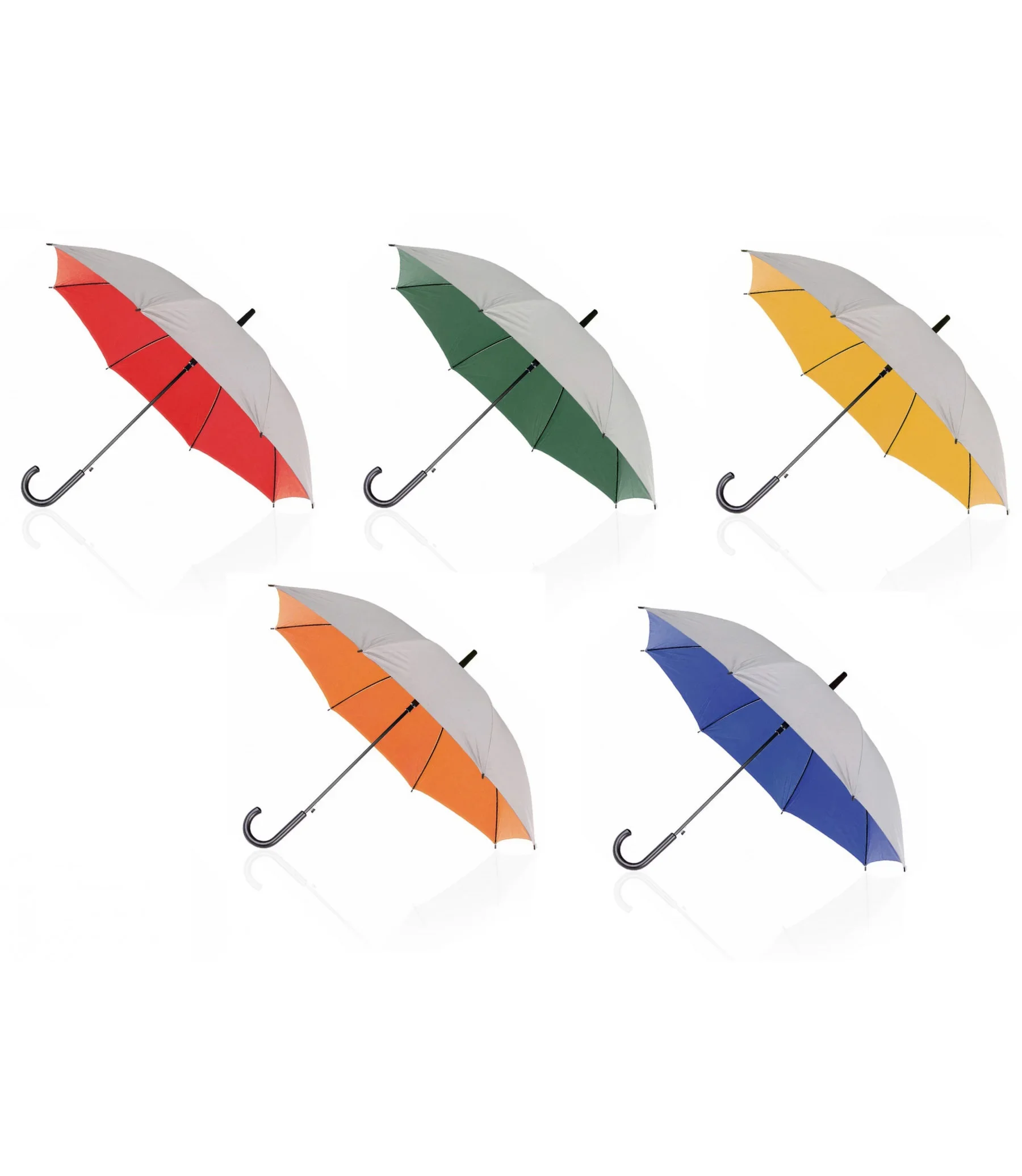 23 Inch 8 panels Silver color UV Coated Outside Hook Plastic Black Handle Straight Sun Protection Umbrella Paraguas custom