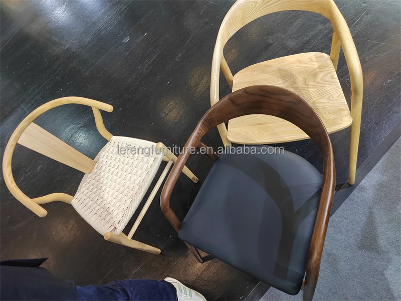 Factory Nordic Style Modern Living Room Outdoor Dining Room Furniture Wooden Rattan Dining Armchair Solid Wood Leisure Chair