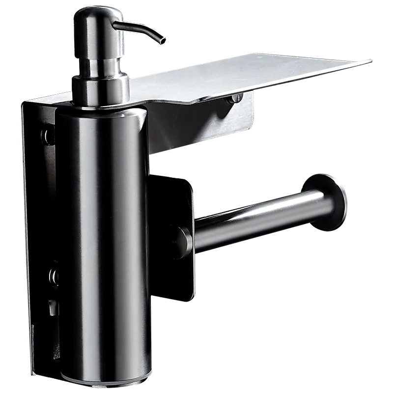 latest bathroom accessories Wall Mount Stainless Steel hand sanitizer toilet holder shelf metal luxury Soap Dispenser bracket