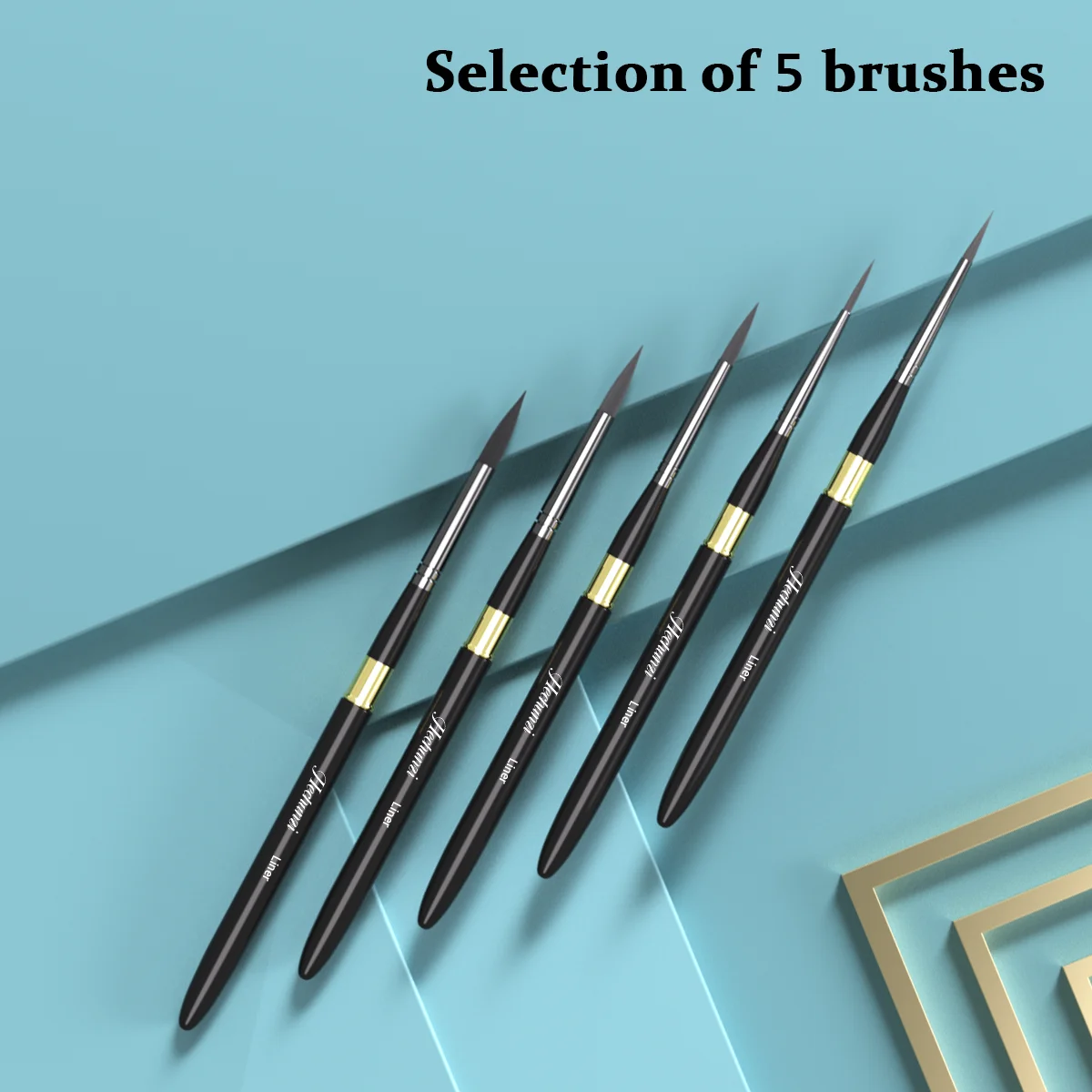 Professional Custom Logo Artist Paint Brush Black Golden Color Travel Watercolor Brushes For Watercolor Painting