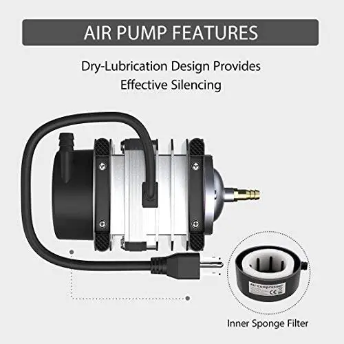 
Electromagnetic Commercial Air Pump 1110GPH 50W 8 Outlets 110V for Fish Tank Aquaponics and Hydroponic Systems by VIVOHOME 
