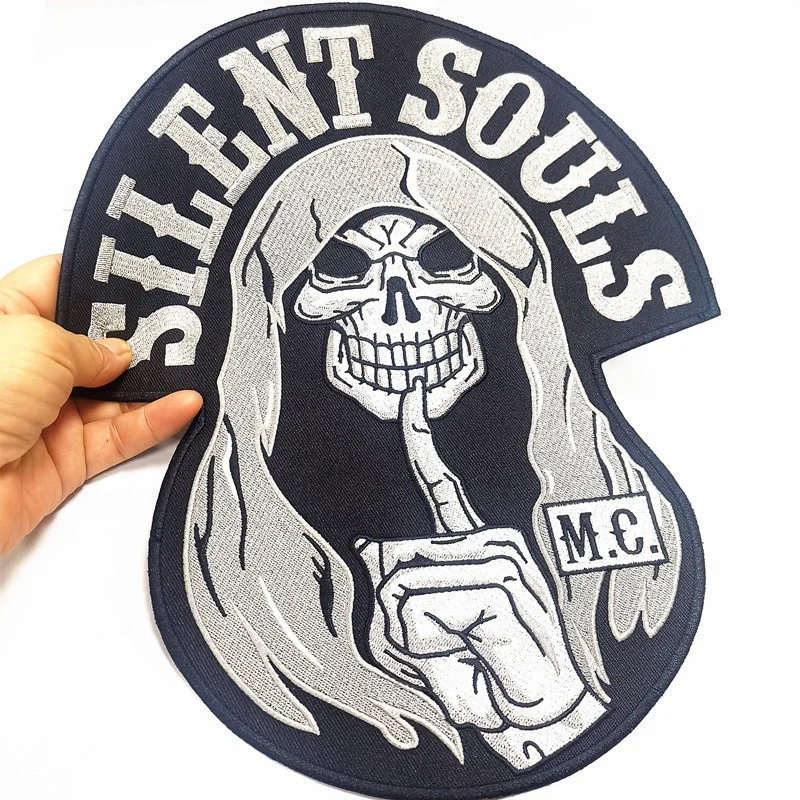 Custom Design Embroidery High Quality Skull logo Biker Motorcycle Patches