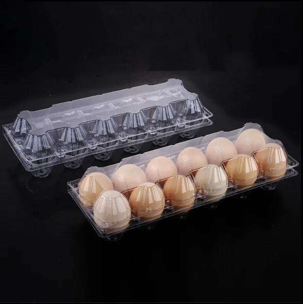  Оптовая торговля супермаркет прозрачное куриное яйцо упаковка коробка 12 отверстий ПЭТ RPET одноразовое пластиковый лоток
