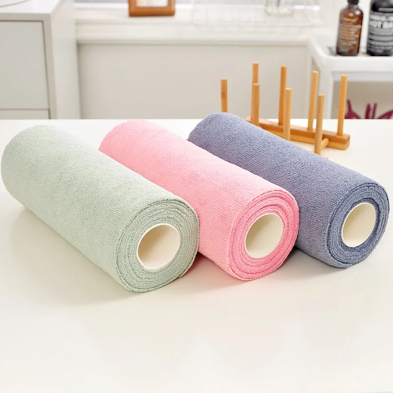 Custom Microfiber Dishcloth Disposable Hand Tear Convenient Dishcloth Absorbent Dustproof Cleaning Cloth Roll For Home Kitchen