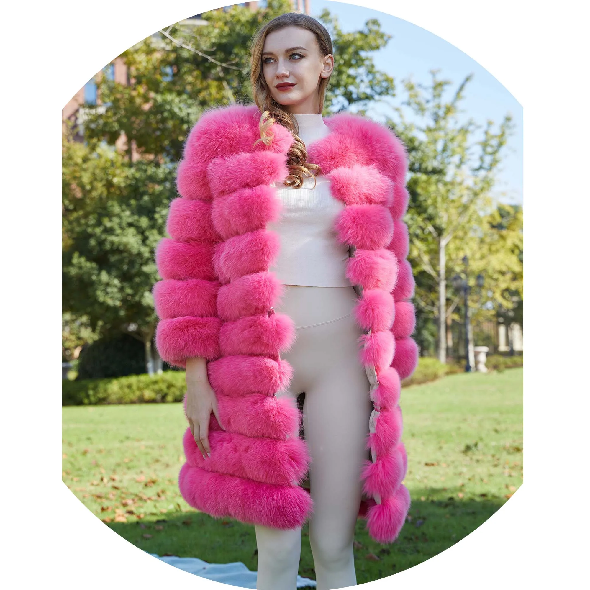 Warm Detachable Length Fur Jacket Genuine Real Fox Fur Coat Women
