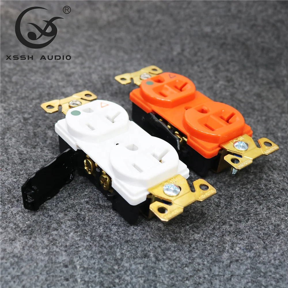 3 Pins Outlets YIVO XSSH Audio HIFI DIY OEM ODM Red Copper Hospital Grade DUPLEX Receptacle 20A US Power Electric Plug Socket