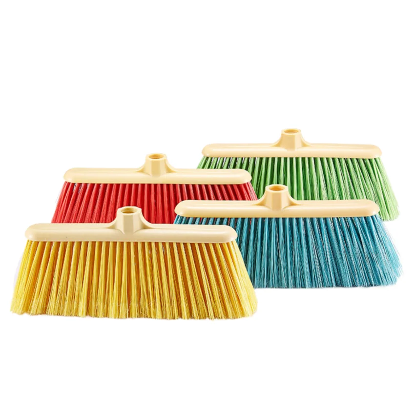 Wholesale Supply Mixture Colour Flat Broom Head Soft Bristles in PVC PET and PP Material for Home Cleaning