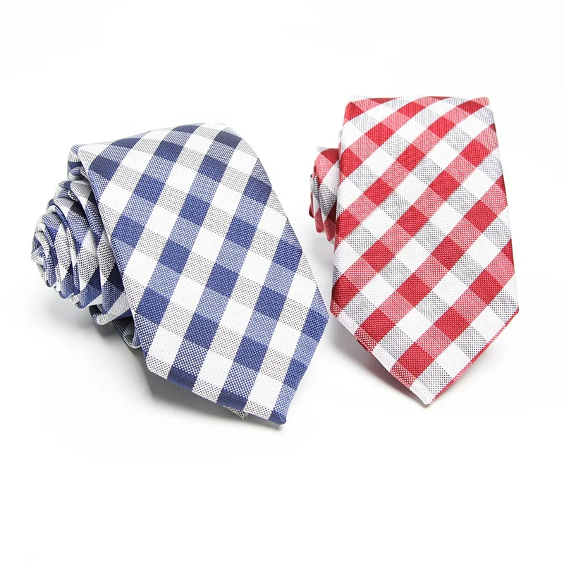 Grid necktie gift polyester jacquard woven ties wholesale neck tie