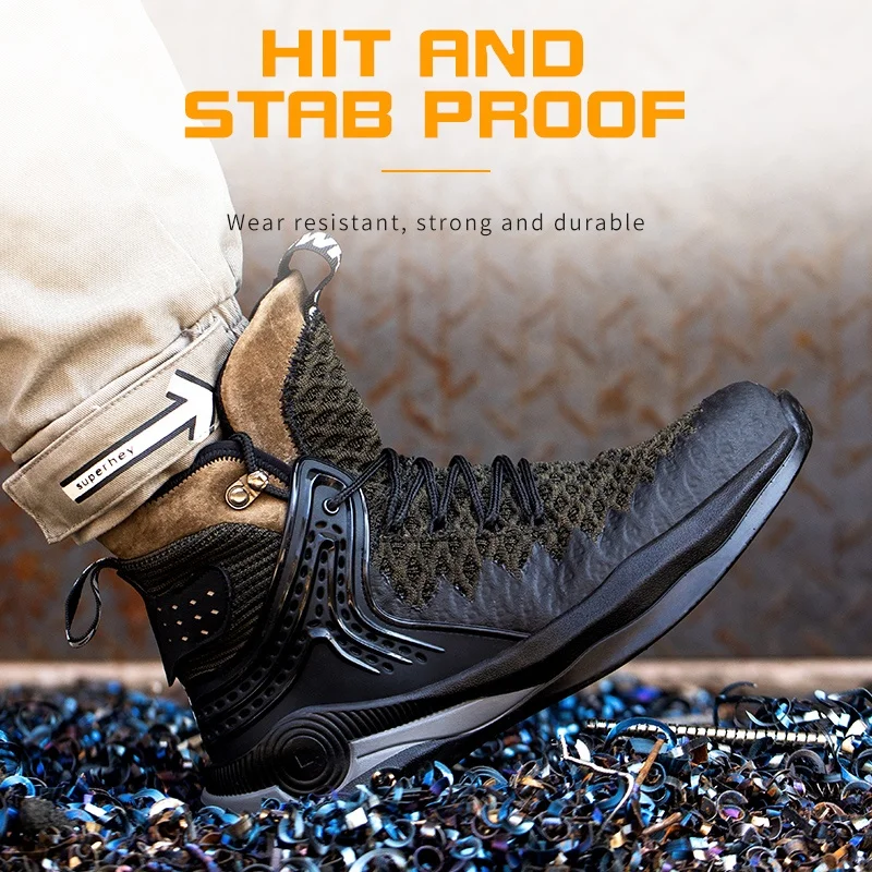 Steel Toe menSneakers Slip Resistant Lightweight Safety Work Shoes