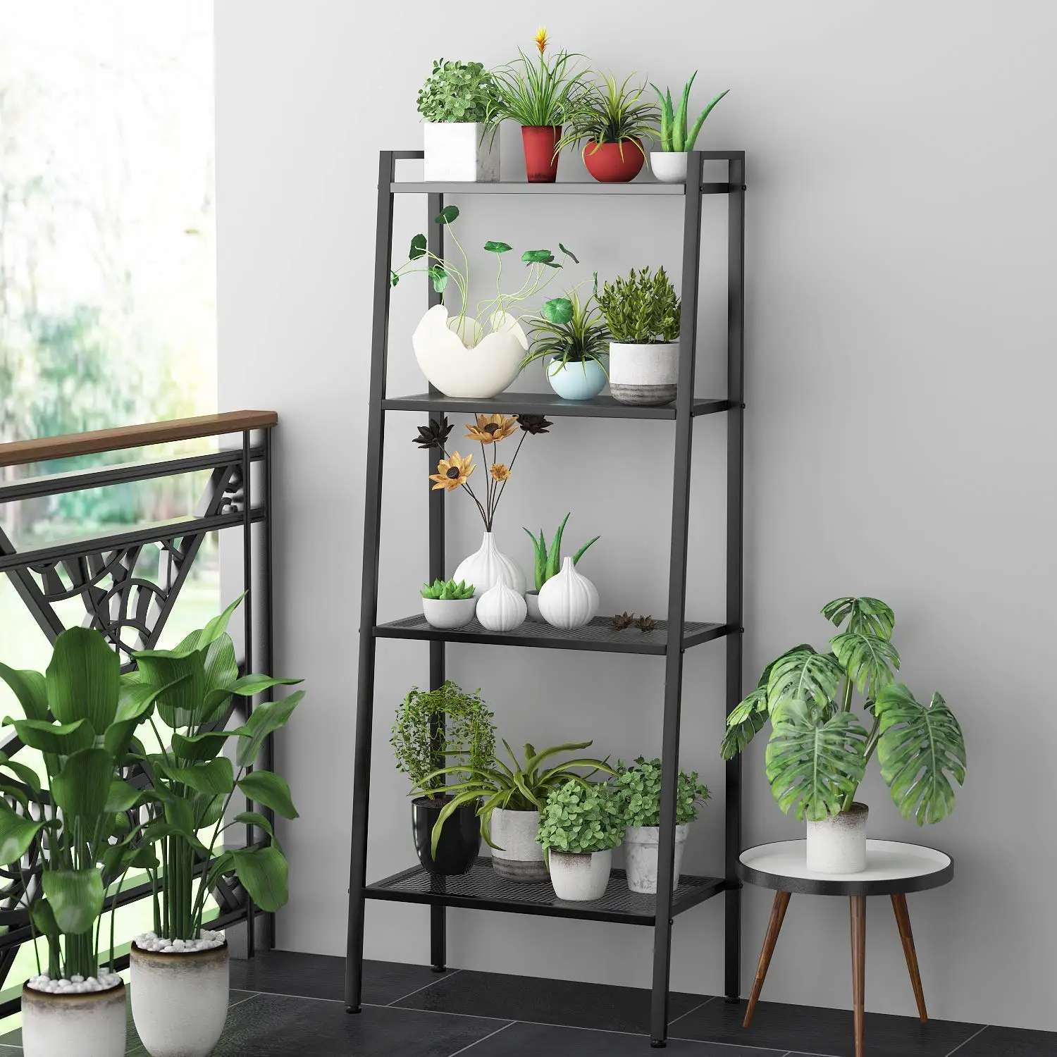 Factory Hot sell 4 Tier flower pot holder  home decor metal plant stand for indoor and outdoor