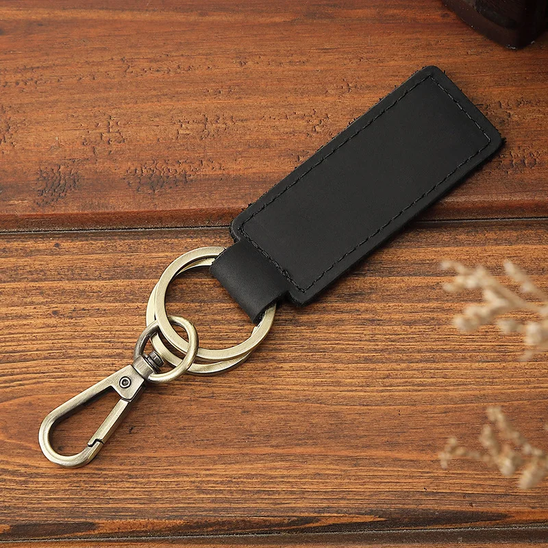Factory Luxury Cowhide Genuine Leather Casual Vintage Keychain Premium Texture Key Pouch Leather Key Chain