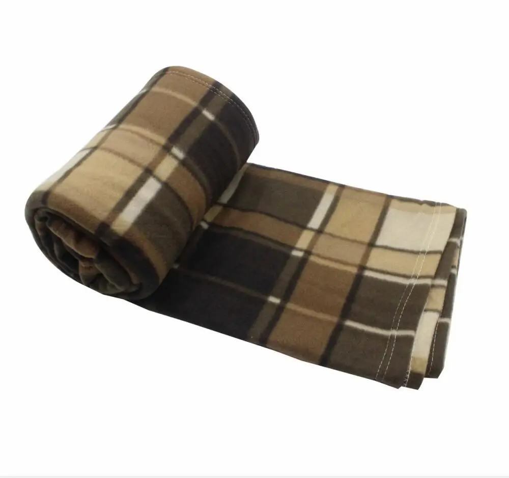 cheap fleece checked plaid printed fleece blanket