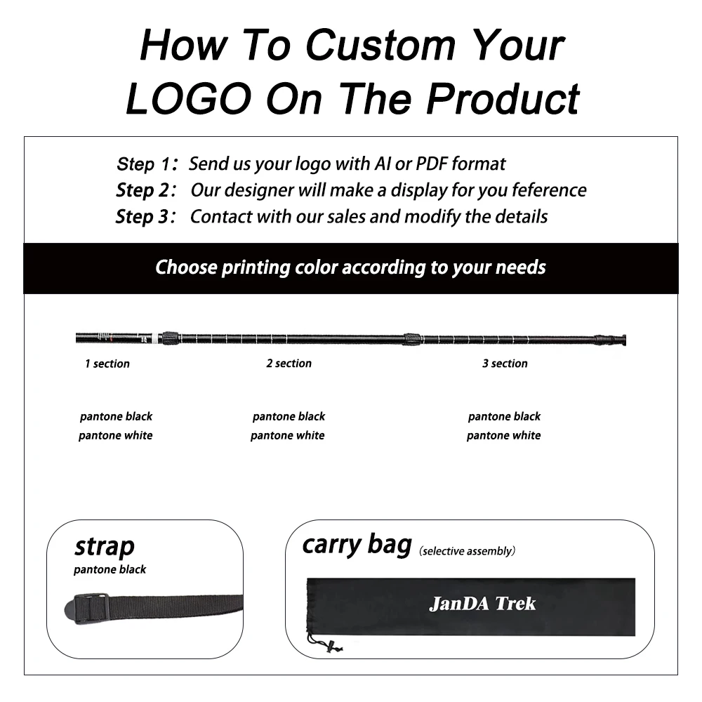 outdoor portable custom cork handle shock absorbing 3 section telescopic nordic walking hiking trekking sticks pole