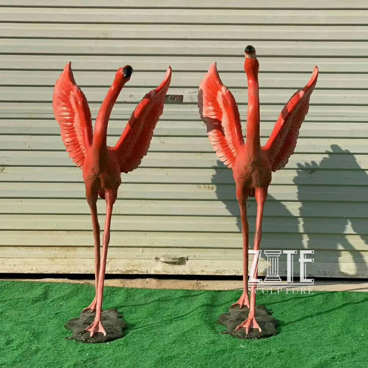 Garden Decoration Fiberglass Animal Sculpture Life Size Resin Flamingo Statue