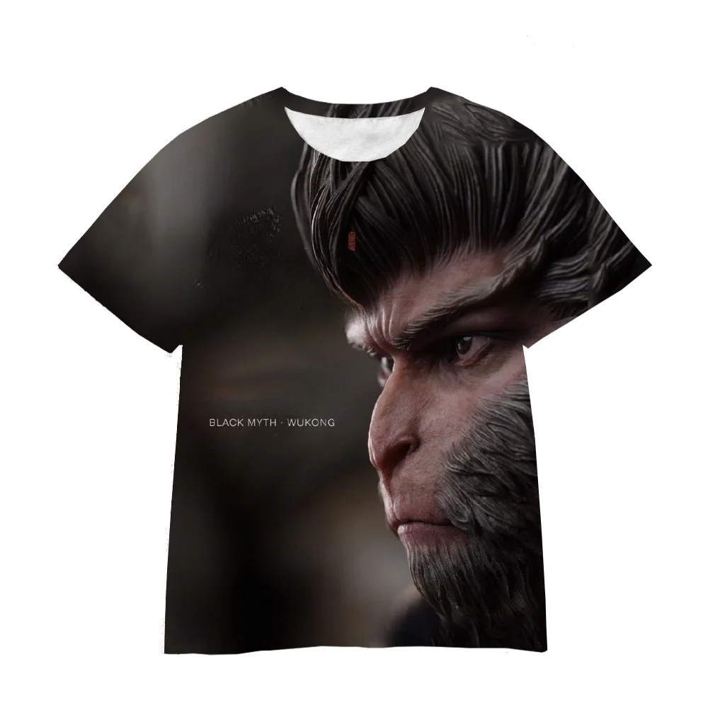 New black myth Wukong cartoon game 3D digital printing loose casual T-shirt