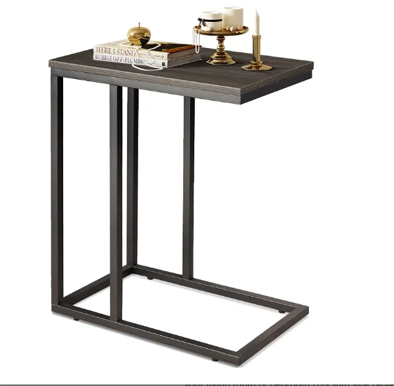 C Shaped End Table for Couch, Sofa and Bed, Large Desktop C Table for Living Room