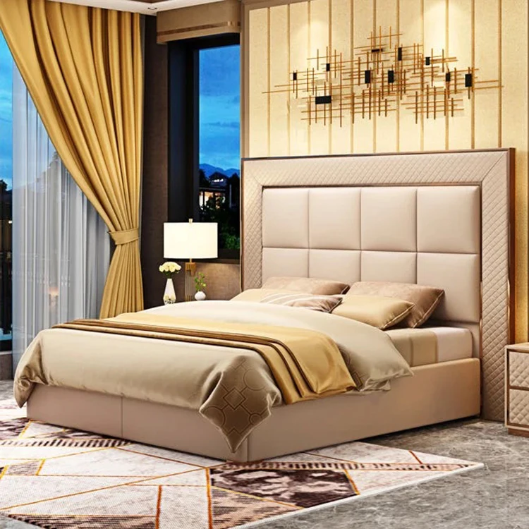 Italian Designs Modern Luxury Queen King Size Bed Single King Soft Beds Frames Set