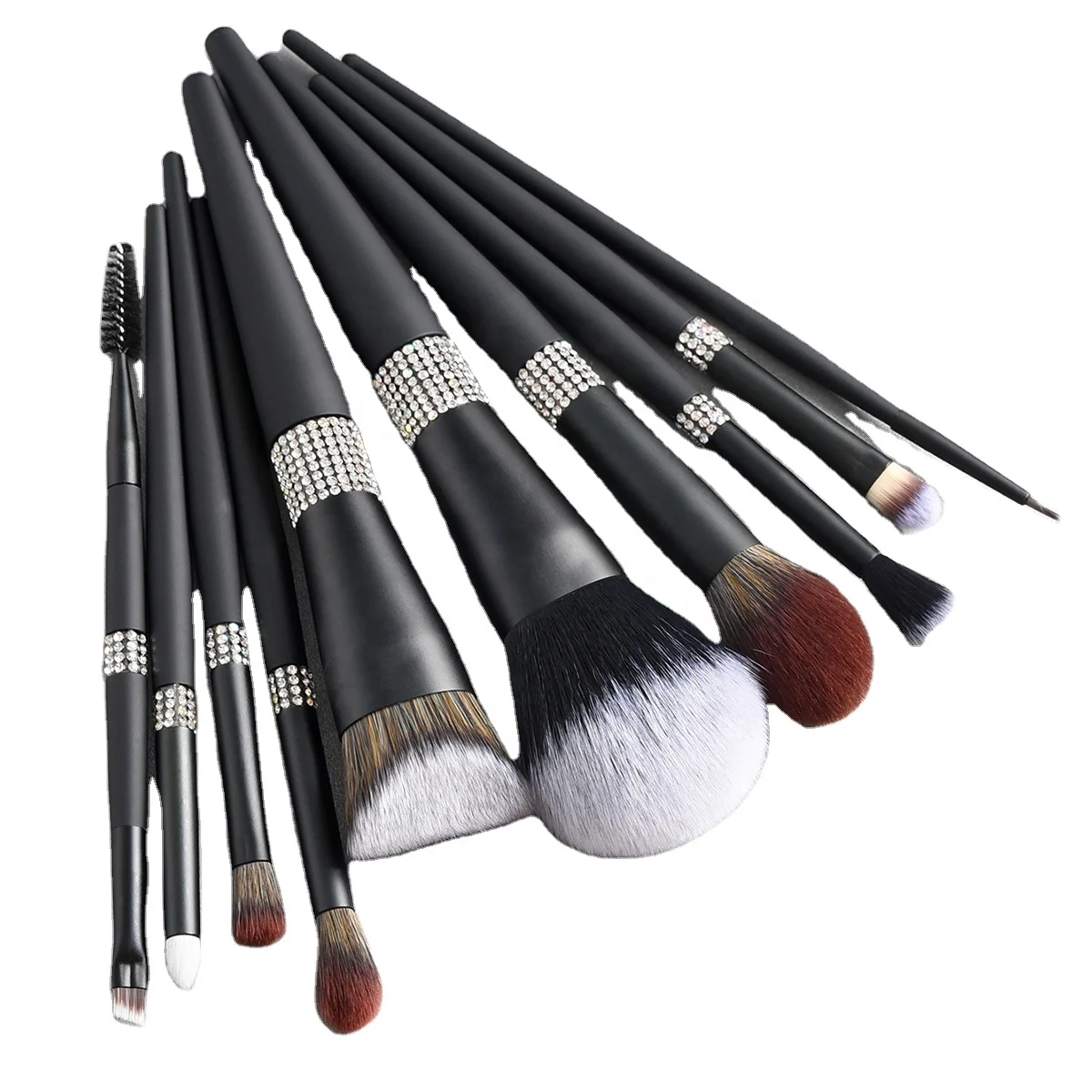 10, 12, 14 pcs Makeup Brush Set With Shining Diamonds Case ensemble de pinceaux de maquillage cosmetiquera Custom Logo Makeup Se