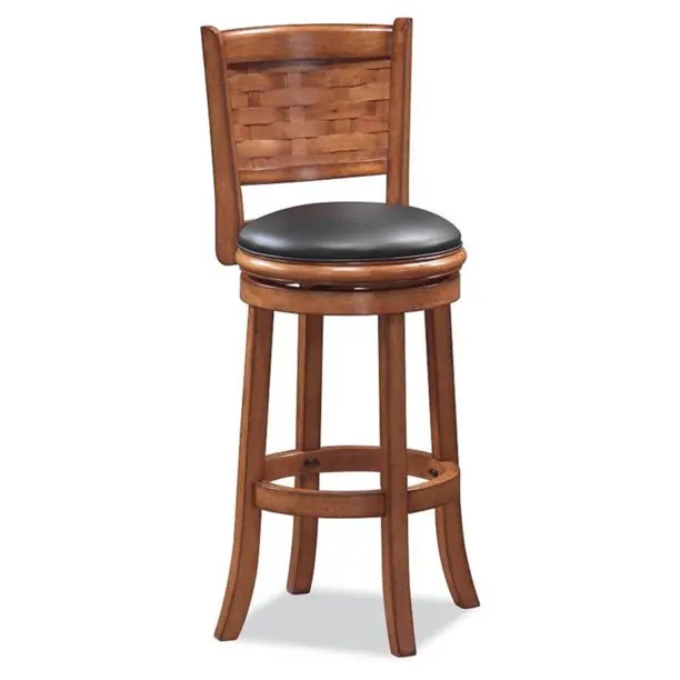 Casual Living Spaces Less Formal Kitchen Dining Bar Decor Flared Ring Stretcher Upholstery Wood Swivel Bar Stool & Counter St