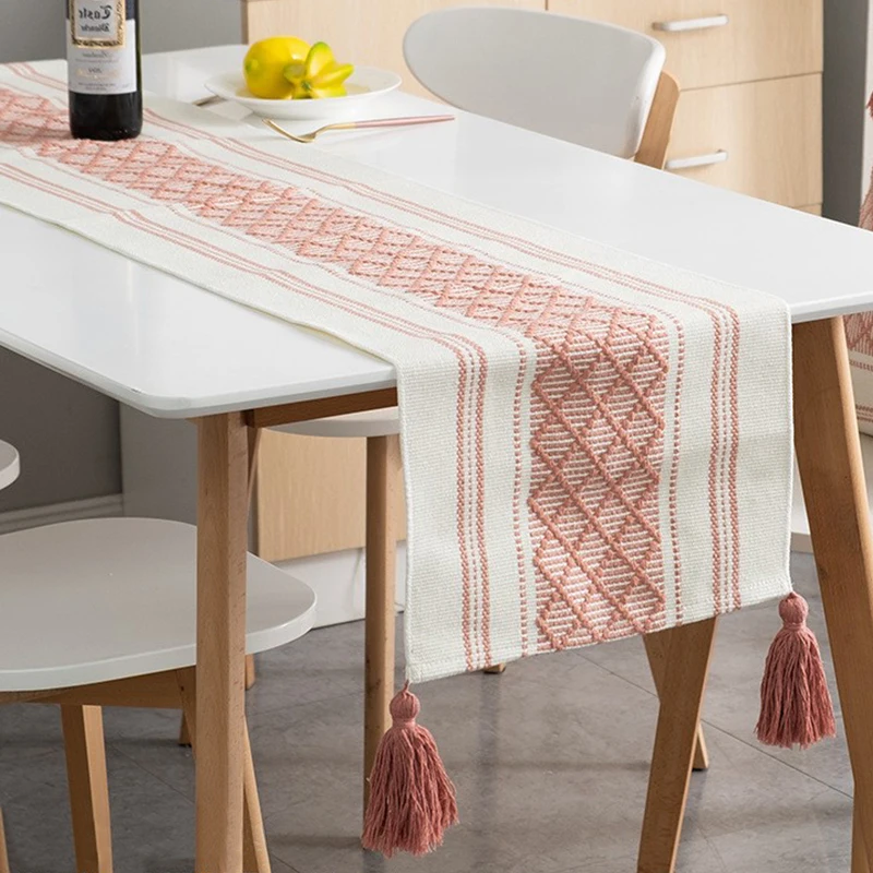 jacquard cotton hemp Table Flag Tablecloth Table MATS Handmade  woven table runner