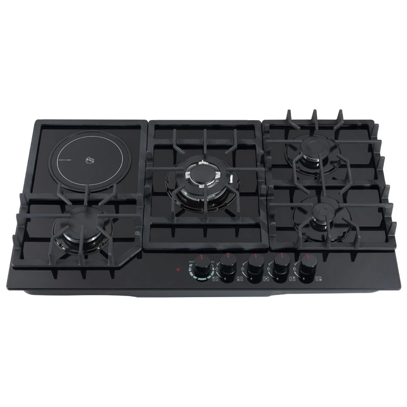 86CM 5 Burner Electric Induction Gas Built-in Hob Stoves with Tempered Glass