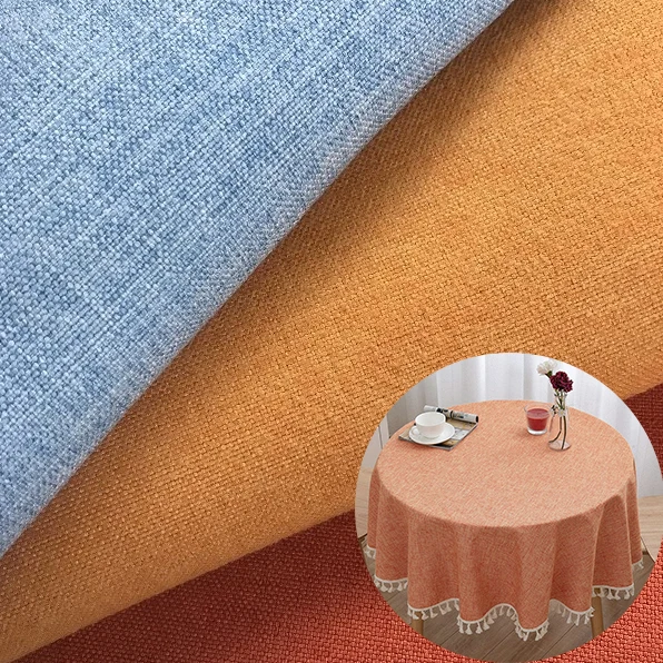 
Low MOQ 33 colors 260gsm 100 percent polyester soft faux linen tablecloth fabric 