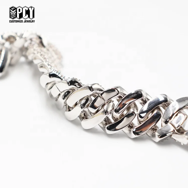 Wholesale Custom Iced Out Miami Cuban Link Chain Bracelets Necklaces Zircon Copper Hip Hop Fine Jewelry Unisex Jewelry