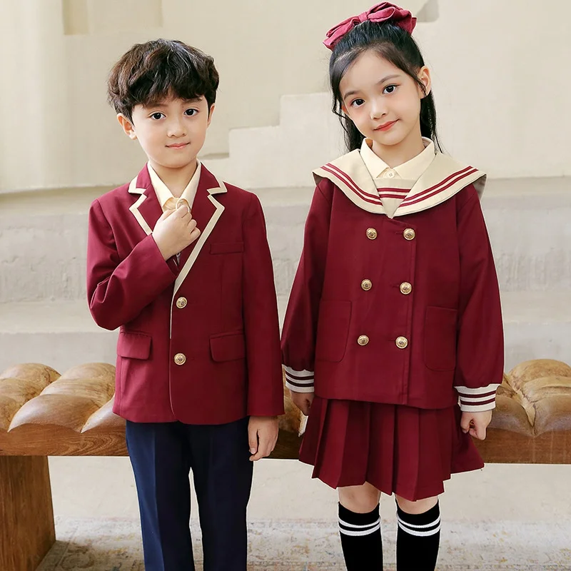 RG-Suit custom polyester woven shirt 100 cotton autumn kindergarten primary school uniform for kids