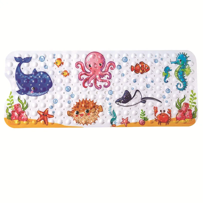 Large Cute Cartoon Nature Animal Print  Non Slip Bath Mat 40*100 cm Machine Washable Baby Kid Shower Bathtub Mat