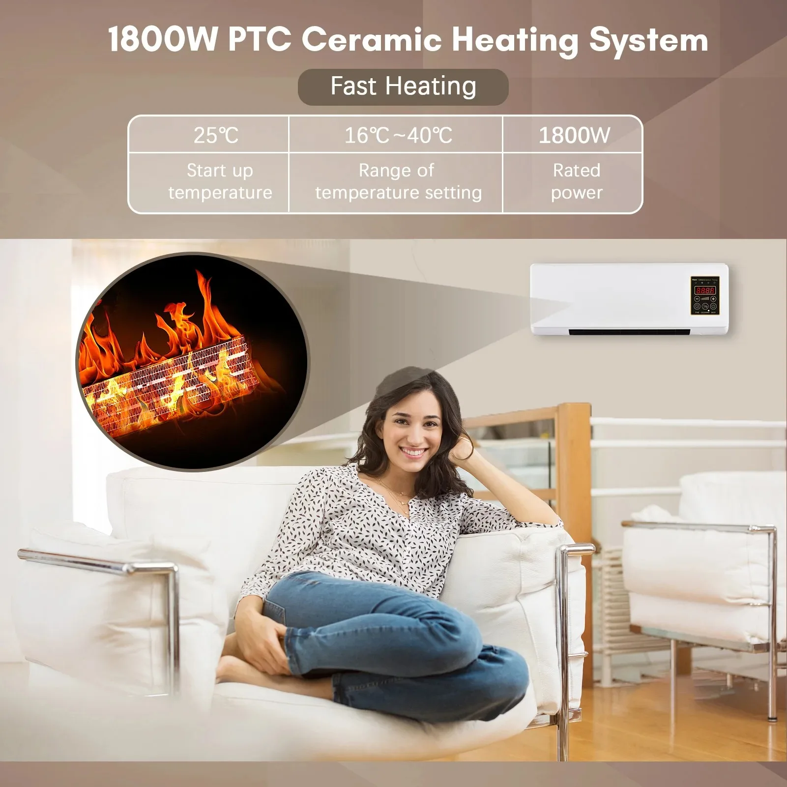 Air Conditioning Parts Wall MountedWall-mounted Household Remote Control Bathroom Horizontal Dual Purpose Heating Heater