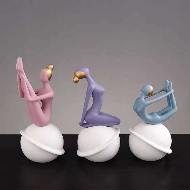 Creative Yoga Sculpture Home Decoration Ornament Resin Modern Art Craft For Wine Cabinet Decor