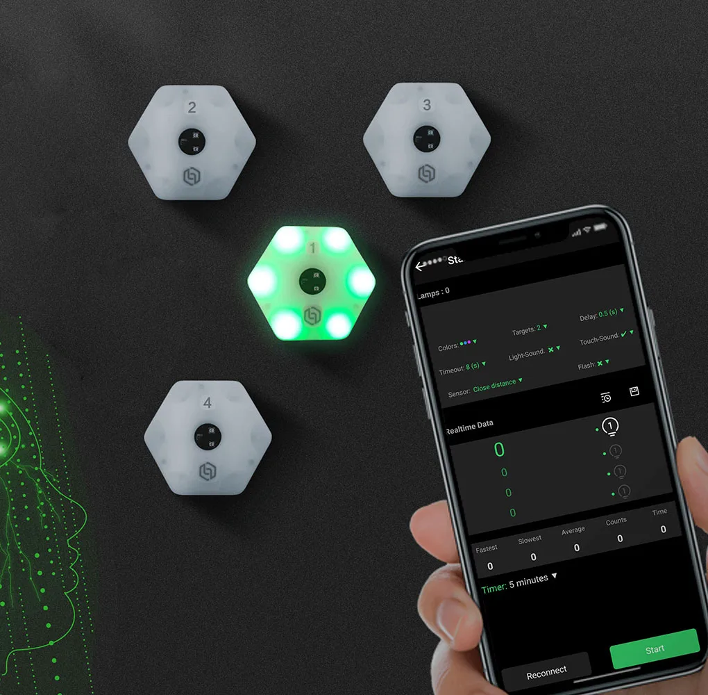 Индукционное оборудование для тренировки реакции ReactionX Rlt баскетбольного футбола бадминтонтенниса и бокса 4 лампы + Приложение