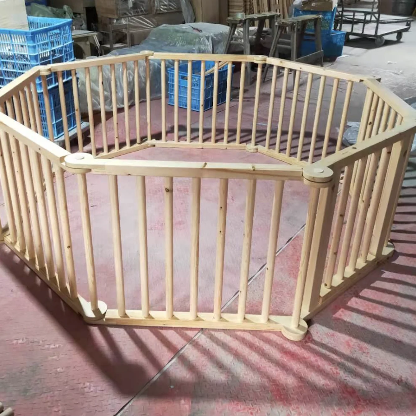 
Modern Baby Playpen Fence Solid Wood Safety Baby Fence Indoor Crawling Toddler Portable Playard Play Pen Large Yard 