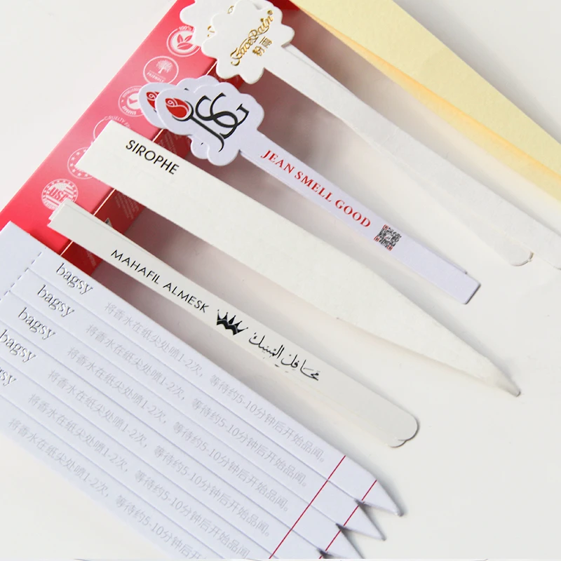 Fragrance Printed Perforated Tear Off Embossed Golden Stamping Tester Strips, Perfume Tester, Fragrance Strips, Blotters