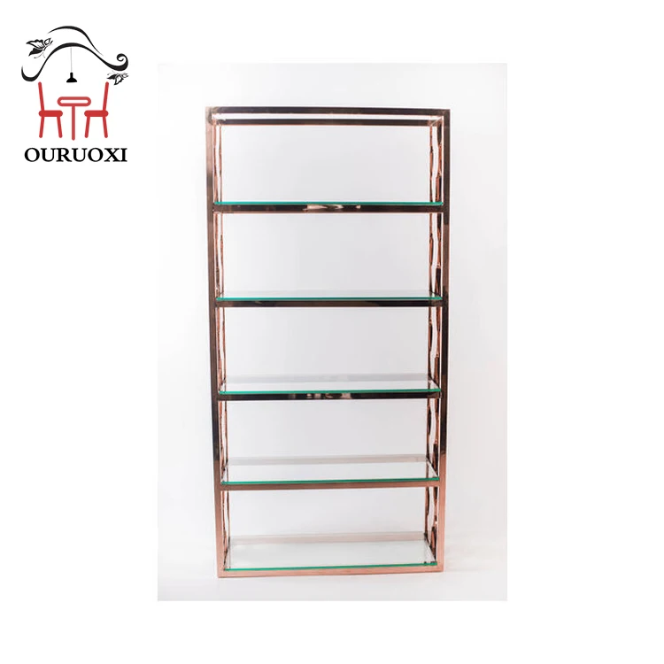 Bar furniture gold steel frame stainless steel wine rack modern portable bar shelves