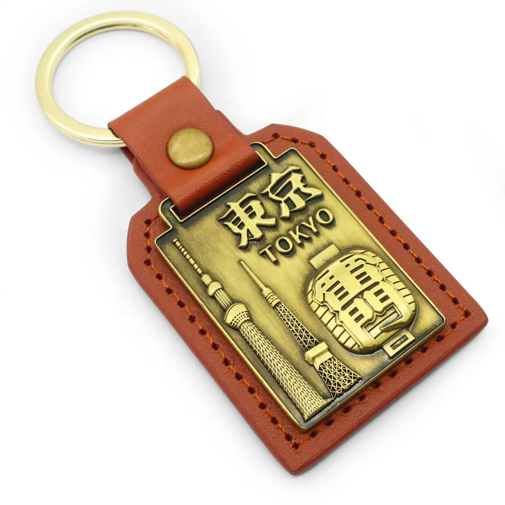 custom made  tokyo tower PU leather japan japanese traditional lucky cat keychain