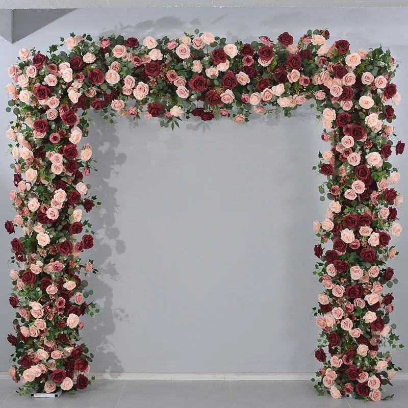 Artificial Customized Luxury Wedding Flower Arch OEM Designed 8ft*8ft Flower Wedding Arch for Background Entrance Decoration