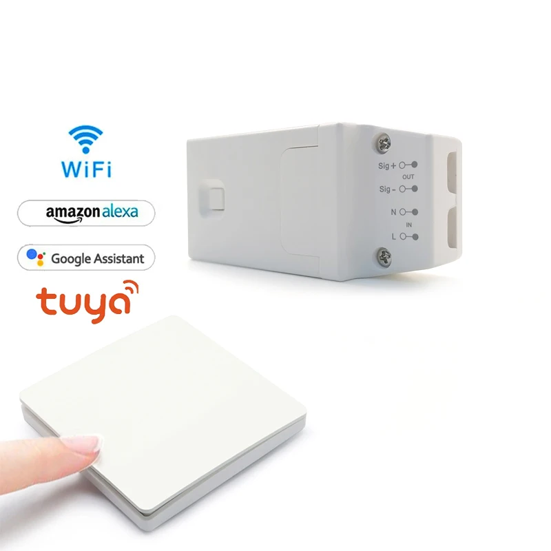 Smart home products tuya 1 gang 1 way switch 0-10V home electrical wall switch Alexa wireless self powered switch dimmer